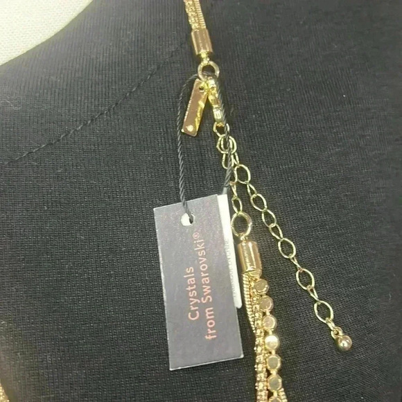 WHITE HOUSE BLACK MARKET SWAROVSKI CRYSTAL GOLD NECKLACE - Picture 4 of 5